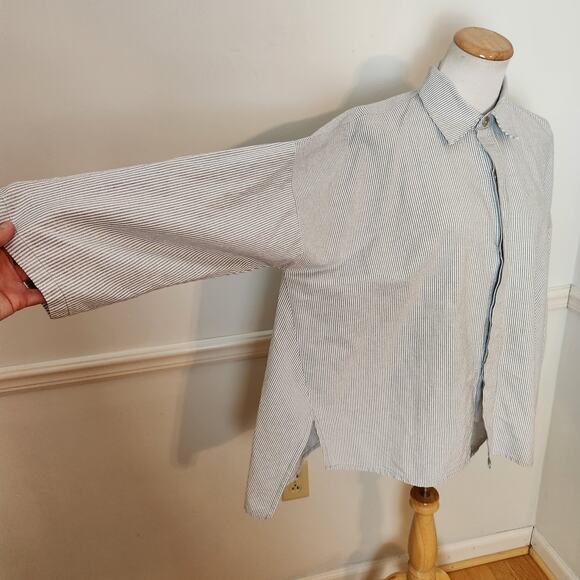 FLAW Planet by Lauren G Shirt One Size Womens Oversized Stripe Lagenlook Top - Picture 4 of 16